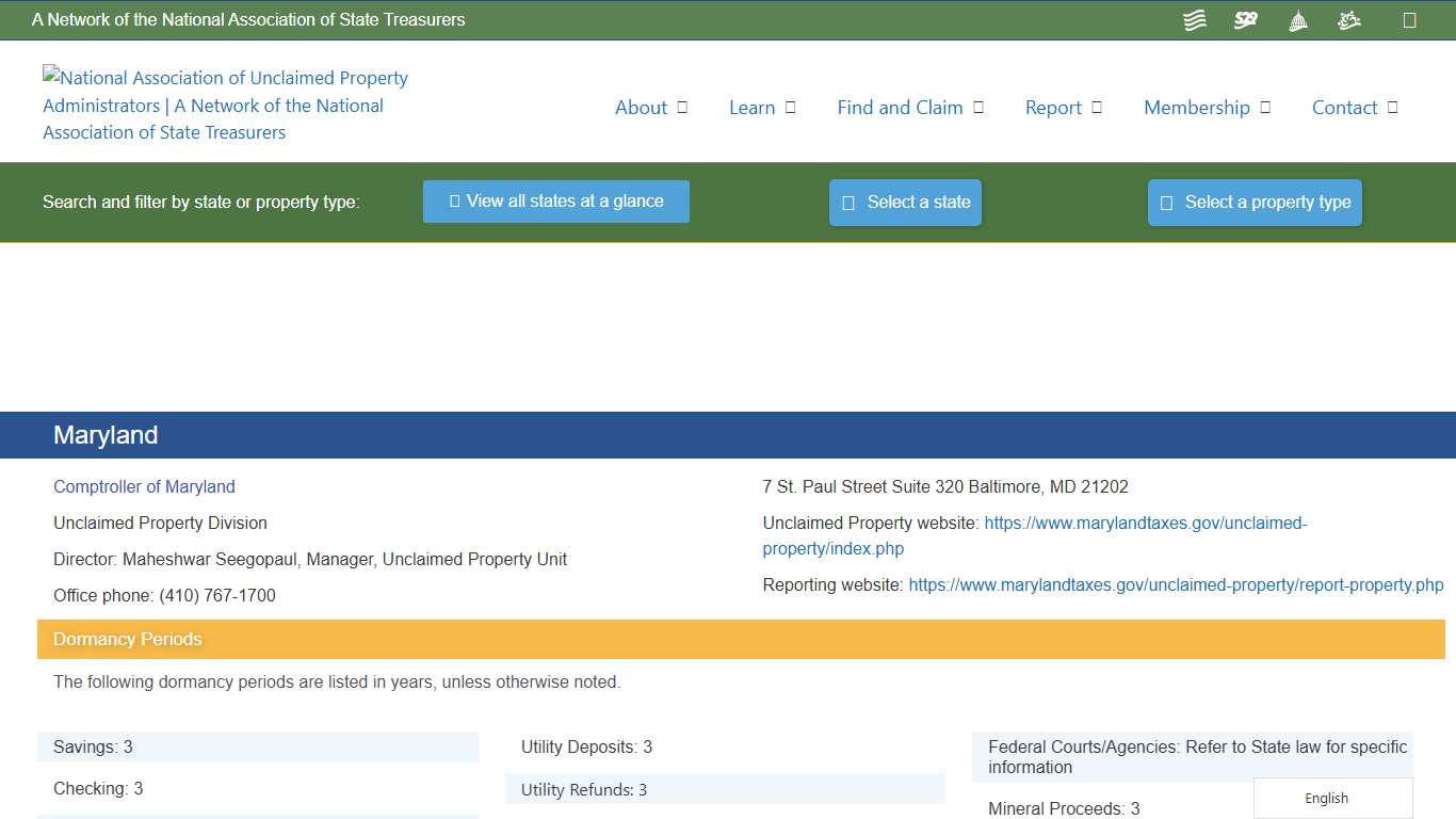 Maryland – National Association of Unclaimed Property Administrators (NAUPA)